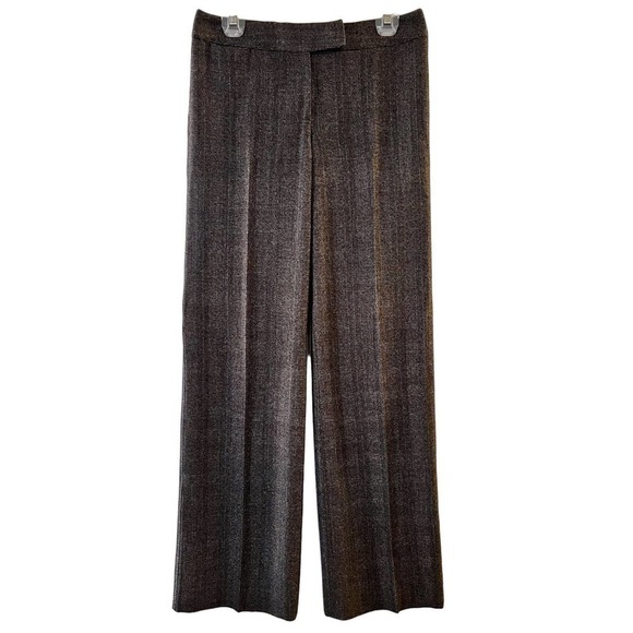 Karen Millen Wide Leg Wool Blend Tweed Trousers Size 8 Career Officewear Classic - Picture 1 of 6